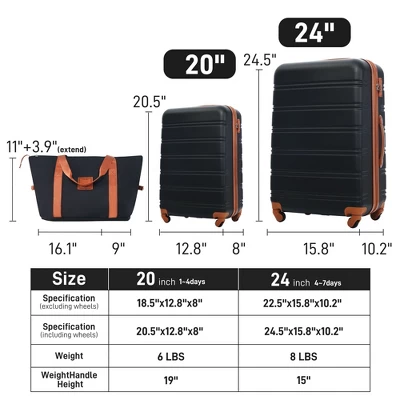 Hardshell Luggage Sets 2Pcs + Bag Spinner Suitcase With TSA Lock Lightweight 5 Hardshell Luggage Sets 2Pcs + Bag Spinner Suitcase With TSA Lock Lightweight - Image 3