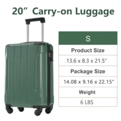 20-Inch Green Hardshell ABS Luggage With Double Spinner Wheels And TSA Lock Travel Carry-On Luggage -Outdoor Living Gardens GUEST 6eb9cb02 cfa5 4a35 963f 47c202807bd0