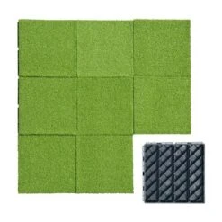 12"x12" Square Composite Patio Interlocking Deck Tiles. Four Slat Plastic Outdoor Flooring, All Weather For Balcony -Outdoor Living Gardens GUEST 6f15c287 f437 48d9 8d98 d9d51ed377d2