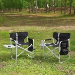 2-Pack Padded Folding Chairs With Side Tables, Ideal For Camping And Outdoors -Outdoor Living Gardens GUEST 701372af d0f4 4ae0 9f6a 6948c381b7e0