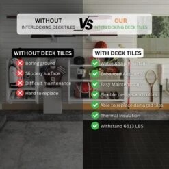 12 X 12 Inch Black Interlocking Deck Tiles Plastic Waterproof Outdoor All Weather Anti-slip , Rosette Pattern Pack Of 12 -Outdoor Living Gardens GUEST 723dc504 e4e2 46dd bd09 3a3e5a0bca30