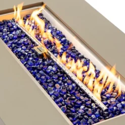 Black 48 Inch Iron Fire Pit Table With Wood Grain For Patio Backyard Deck Outdoor Fireplaces Stove -Outdoor Living Gardens GUEST 7242a19b 3b39 4ebf ab30 427615b7977e