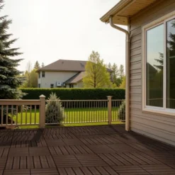 11 PCS 11.7" X 11.7" Textured Square Plastic Wood Deck Tiles, Outdoor Terrace Flooring In Brown -Outdoor Living Gardens GUEST 73010ac6 c225 4309 9229 0aa60e9e8405