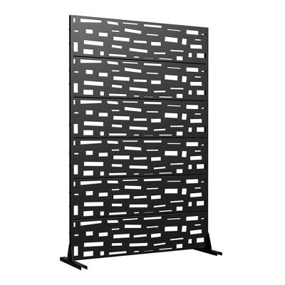 1-Piece 46.8 In. W X 71.37 In. H Wide Edged Black Galvanized Sheet Screen Outdoor Metal Screen Decorative Art Panel (6-Piece Assembly) 4 1-Piece 46.8 In. W X 71.37 In. H Wide Edged Black Galvanized Sheet Screen Outdoor Metal Screen Decorative Art Panel (6-Piece Assembly) - Image 2