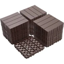 Plastic Interlocking Deck Tiles, 12.00"x12.00" (Pack Of 44), For Patio, Outdoor Waterproof, All Weather -Outdoor Living Gardens GUEST 74f37b0b 5c9c 4327 afb1 4340050dcb9e 1