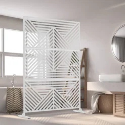 46.8in.W X 71.37in.H White Mountain Shape Galvanized Sheet Outdoor Garden Screen Decorative Art Panel 9 46.8in.W X 71.37in.H White Mountain Shape Galvanized Sheet Outdoor Garden Screen Decorative Art Panel -Outdoor Living Gardens GUEST 763f419c ec55 4a0a 9676 a0133ef85d32