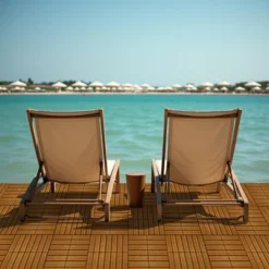 11 PCS 11.7" X 11.7" Square Plastic Wood Deck Tiles With Texture, Outdoor Terrace Flooring,Orange