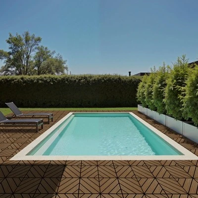 11 Pieces Of 11.7" X 11.7" Textured Plastic Wood Deck Tiles For Outdoor Terrace Flooring, Brown 8 11 Pieces Of 11.7" X 11.7" Textured Plastic Wood Deck Tiles For Outdoor Terrace Flooring, Brown - Image 6