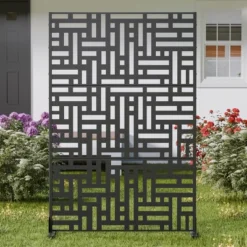 47-inches W X 72-inches H Black Galvanized Sheet Screen Outdoor And Lndoor Divider For Balcony Patio Garden Room Divider (Helen Steet 01 )