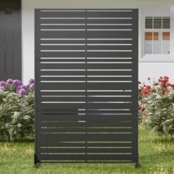 47-inches W X 72-inches H Black Galvanized Sheet Screen Outdoor And Lndoor Divider For Balcony Patio Garden Room Divider (Shutter-A)
