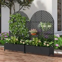 73" X 47" Wrought Iron Black Arch Planter Box With Climbing Rack (Parallel Line ) 12 73" X 47" Wrought Iron Black Arch Planter Box With Climbing Rack (Parallel Line ) -Outdoor Living Gardens GUEST 78f9562e 3fe1 4926 a34c fa2dc3c2845a