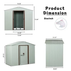 6ft X 5ft Outdoor Metal Storage Shed With Metal Foundation ,White -Outdoor Living Gardens GUEST 797a955b 950e 4c43 85c1 823f181b2a5d