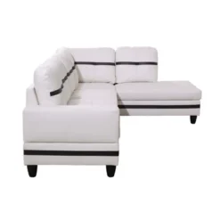 White And Black Semi-PU Leather Sectional Sofa - Modern L-Shaped Design, Tufted Cushions, Storage Ottoman, Chic Home D�cor -Outdoor Living Gardens GUEST 7a7bb2e9 99ae 4256 be6a 3b3ee555fb01