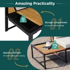 Patio Furniture Set With Loveseats, 4 Pieces Outdoor Sofa Set With Waterproof Cushions, Patio Furniture With Durable Iron-Wood Design -Outdoor Living Gardens GUEST 7b2f8c51 82bd 486a 9551 25026db94f2d