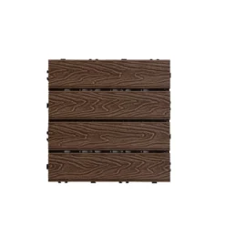 11 PCS 11.7" X 11.7" Textured Square Plastic Wood Deck Tiles, Outdoor Terrace Flooring In Brown -Outdoor Living Gardens GUEST 7cd554a8 32fe 4a6e bc1c 9d0d971f27de
