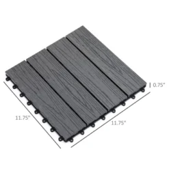 Outsunny Interlocking Deck Tiles, Pack Of 11 Outdoor Flooring Patio Tiles, 12" X 12"