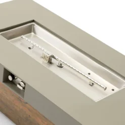 Black 48 Inch Iron Fire Pit Table With Wood Grain For Patio Backyard Deck Outdoor Fireplaces Stove -Outdoor Living Gardens GUEST 7d3ad3a9 fa1d 4052 a974 85b6b406ec11