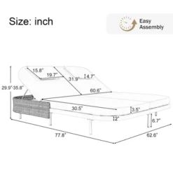 Rattan Outdoor Daybed: 5-Position Backrest, Removable Cushions, Iron Frame For Garden/Backyard/Poolside -Outdoor Living Gardens GUEST 7d6222af 1504 4b8c 8b9d 5b76242d0110
