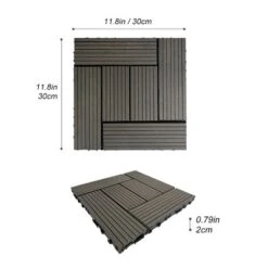 Wood Plastic Composite Deck Tiles Set Of 20pcs, Composite Decking Resist Rust, Patio Flooring Outdoor Waterproof