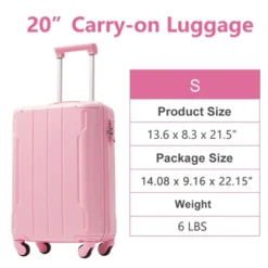 20-Inch Pink Hardshell ABS Luggage With Double Spinner Wheels And TSA Lock Travel Carry-On Luggage -Outdoor Living Gardens GUEST 7ec2c83a 183e 4f94 9d3f 9ef66b00d61e