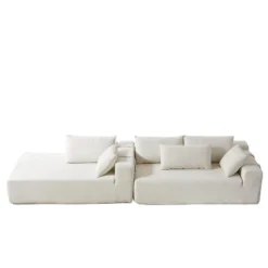 Modern Chenille Upholstered Sectional Sofa Couch Set, Modular 108" L-Shaped Sectional Living Room Sofa Set With 6 Cushions