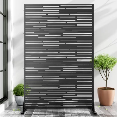 1-Piece 46.8in.W X 71.37in.H Black Outdoor Metal Screen Decorative Art Panel 7 1-Piece 46.8in.W X 71.37in.H Black Outdoor Metal Screen Decorative Art Panel - Image 5