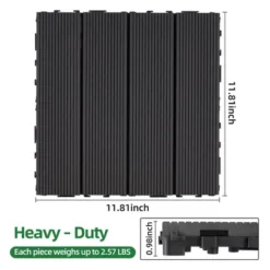 9 PCS Heavy-duty & Recyclable Wood-Plastic Interlocking Deck Tiles 11.8" X 11.8"- Waterproof Outdoor And Indoor Flooring For Patio -Outdoor Living Gardens GUEST 7f5cb1f0 ad36 4636 9112 dc4e737b7371