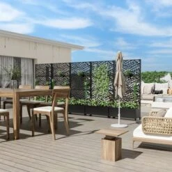 71.37in.L X 35.1in.W X 15.6in.H Black Metal Rectangle Planting Box With Climbing Frame (1-Pack)