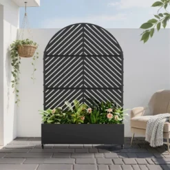 73" X 47" Wrought Iron Black Arch Planter Box With Climbing Rack (Parallel Line ) 11 73" X 47" Wrought Iron Black Arch Planter Box With Climbing Rack (Parallel Line ) -Outdoor Living Gardens GUEST 8195c12b f860 4ffb b3ce 9d47dd7a36f1