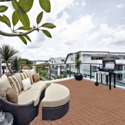 Plastic Interlocking Deck Tiles, 12.00"x12.00" (Pack Of 44), For Patio, Outdoor Waterproof, All Weather -Outdoor Living Gardens GUEST 8210f8d7 68eb 4c29 95c0 679e7e0ea443