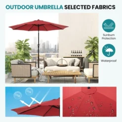 Outdoor Patio Umbrella With Push Button Tilt And Crank, Market Umbrella 8 Sturdy Ribs UV Protection Waterproof For Garden, Backyard 11 Outdoor Patio Umbrella With Push Button Tilt And Crank, Market Umbrella 8 Sturdy Ribs UV Protection Waterproof For Garden, Backyard -Outdoor Living Gardens GUEST 825adc7a f2fc 453c a41e c479a25e665e