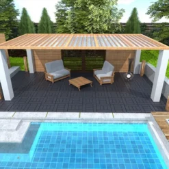 H Style 12" Patio Deck Tiles, DIY Interlocking, Easy & Quick Install. 44pcs DARK GRAY For Porch, Poolside, Balcony, Backyard. -Outdoor Living Gardens GUEST 827246fd 3fc7 4c4f 8378 4a7ca9ce59af