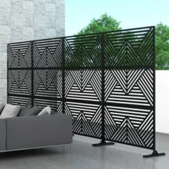 47-inches W X 72-inches H Black Galvanized Sheet Screen Outdoor And Lndoor Divider For Balcony Patio Garden Room Divider (Mountain Type) -Outdoor Living Gardens GUEST 827a898e 06be 4d28 9566 478d247cedc9
