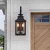 23" H 1-Pack Outdoor Wall Lantern Light Vintage Black Metal Sconce With Clear Seeded Glass For Porch, Patio, And Garden (Bulb Not Included) -Outdoor Living Gardens GUEST 82a90e0b 70c8 4874 8289 05adae5d1735