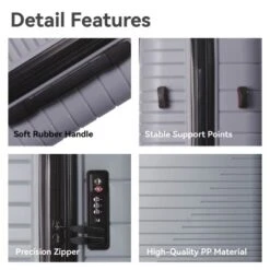 3-Piece Luggage Set, PP Hardshell Carry-On Suitcases With Spinner Wheels And TSA Lock (20", 24", 28"), White