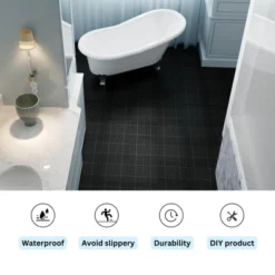 12 X 12 Inch Black Interlocking Deck Tiles Plastic Waterproof Outdoor All Weather Anti-slip , Rosette Pattern Pack Of 12 -Outdoor Living Gardens GUEST 8420ae1f 2efd 4b38 abaf 517ea6ae5a01