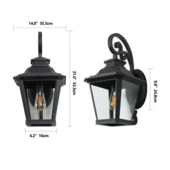 2-Pack 14" Outdoor Wall Lanterns Black Waterproof Wall Sconce With Clear Glass Panels For Porch Patio Garden And Doorway (Bulb Not Included) -Outdoor Living Gardens GUEST 84bc266e dbe5 4801 af3f ef1b4cca478c