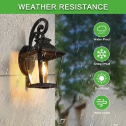 21" H 1-Pack Outdoor Wall Lantern Light Vintage Black Metal And Clear Glass Sconce With Decorative Scroll Design (Bulb Not Included) 13 21" H 1-Pack Outdoor Wall Lantern Light Vintage Black Metal And Clear Glass Sconce With Decorative Scroll Design (Bulb Not Included) -Outdoor Living Gardens GUEST 856875a5 c8b3 4327 ad2d 1bd00d3ed1b7