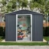 8ft X 4ft Outdoor Metal Storage Shed With Metal Foundation,Gray 2 8ft X 4ft Outdoor Metal Storage Shed With Metal Foundation,Gray -Outdoor Living Gardens GUEST 86508a65 a8af 4667 94a8 c36444e9335d