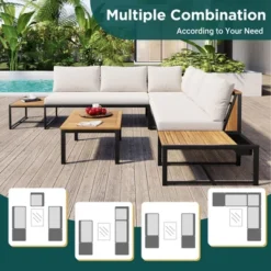 Patio Furniture Set With Loveseats, 4 Pieces Outdoor Sofa Set With Waterproof Cushions, Patio Furniture With Durable Iron-Wood Design -Outdoor Living Gardens GUEST 872057e3 4c4a 4251 8bd9 e88cbe2ba1a3