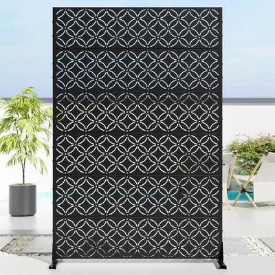 1-Piece 46.8 In. W X 71.37 In. H Copper Coin Type Black Galvanized Sheet Outdoor Screen Decorative Art Panel (6-Piece Assembly) 7 1-Piece 46.8 In. W X 71.37 In. H Copper Coin Type Black Galvanized Sheet Outdoor Screen Decorative Art Panel (6-Piece Assembly) - Image 5