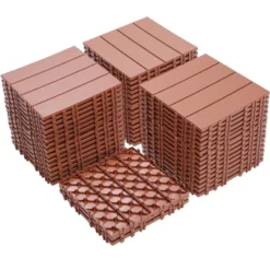 Plastic Interlocking Deck Tiles, 12.00"x12.00" (Pack Of 44), For Patio, Outdoor Waterproof, All Weather -Outdoor Living Gardens GUEST 8917f462 7fb3 4584 82b1 6dc24013890d