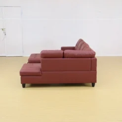 Elegant Red Semi-PU Leather Sectional Sofa - L-Shaped Design, Plush Cushions, Storage Ottoman, Modern Living Room Furniture -Outdoor Living Gardens GUEST 8a847ad6 73d3 4f9d 93cb 63ab393b4bed