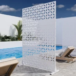 1-Piece 46.8 In. W X 71.37 In. H Copper Coin Type White Galvanized Sheet Outdoor Screen Decorative Art Panel -Outdoor Living Gardens GUEST 8c37661b c1b3 45fa 8b96 e41c81e2288e
