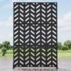 Fishbone Pattern Black Galvanized Steel Privacy Screen | 183H X 120W X 40D Cm 1 Fishbone Pattern Black Galvanized Steel Privacy Screen | 183H X 120W X 40D Cm -Outdoor Living Gardens GUEST 8c378707 f867 4a3f 8b55 7070a7d35a70
