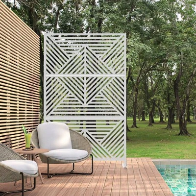 46.8in.W X 71.37in.H White Mountain Shape Galvanized Sheet Outdoor Garden Screen Decorative Art Panel 7 46.8in.W X 71.37in.H White Mountain Shape Galvanized Sheet Outdoor Garden Screen Decorative Art Panel - Image 5