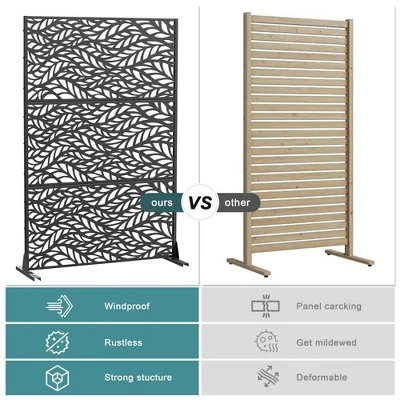 47-inches W X 72-inches H Black Galvanized Sheet Screen Outdoor And Lndoor Divider For Balcony Patio Garden Room Divider (Spring 01) 4 47-inches W X 72-inches H Black Galvanized Sheet Screen Outdoor And Lndoor Divider For Balcony Patio Garden Room Divider (Spring 01) - Image 2
