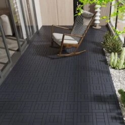 H Style 12" Patio Deck Tiles, DIY Interlocking, Easy & Quick Install. 44pcs DARK GRAY For Porch, Poolside, Balcony, Backyard. -Outdoor Living Gardens GUEST 8e455816 7373 4182 be79 96771a0d1c08