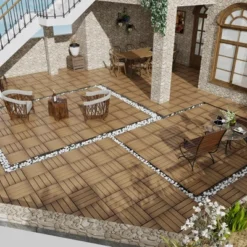 Patio Floor Tiles Pack Of 11, WPC Wood-Plastic Composite, DIY Interlocking, Quick Deck, Water Resistant Indoor Outdoor - 11.8" 3D TEAK 18 Patio Floor Tiles Pack Of 11, WPC Wood-Plastic Composite, DIY Interlocking, Quick Deck, Water Resistant Indoor Outdoor - 11.8" 3D TEAK -Outdoor Living Gardens GUEST 8eea52d7 0fd8 4c69 a9fb 078b73b5c424