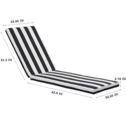 1PCSOutdoor Lounge Chair Cushion Replacement Patio Funiture Seat Cushion Chaise Lounge Cushion-Black/white Stripe